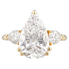 6 Carat Pear Statement Brilliant White / F color VVS Diamond Ring