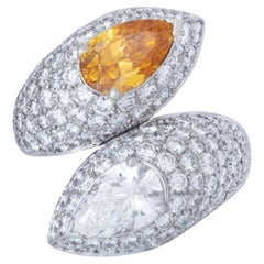 6 Carat Pear Statement Fancy Yellow  A Crown-Worthy Fancy Rarity Diamond Ring