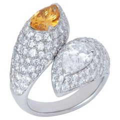6 Carat Pear Statement Fancy Yellow  A Crown-Worthy Fancy Rarity Diamond Ring