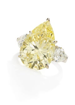 6 Carat Pear Statement Fancy Yellow 14K goldRadiance Diamond Ring