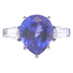 6 Carat Pear Tanzanite Ring in 14k Gold