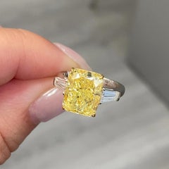 6 Carat Radiant Diamond Ring Fancy Yellow 14K Gold A Crown-Worthy Fancy Rarity
