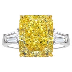 6 Carat Radiant Diamond Ring Fancy Yellow 14K Gold A Crown-Worthy Fancy Rarity