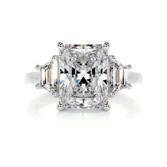 6 Carat Radiant Statement Brilliant White / J color VVS Gold Diamond Ring