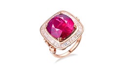 6 Carat Red Tourmaline Diamond Ring 18 Karat Rose Gold