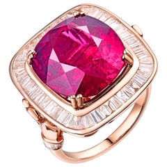6 Carat Red Tourmaline Diamond Ring 18 Karat Rose Gold