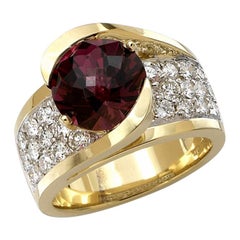 6 Carat Rhodolite and Diamond Ring, 14 Karat Gold, Ben Dannie