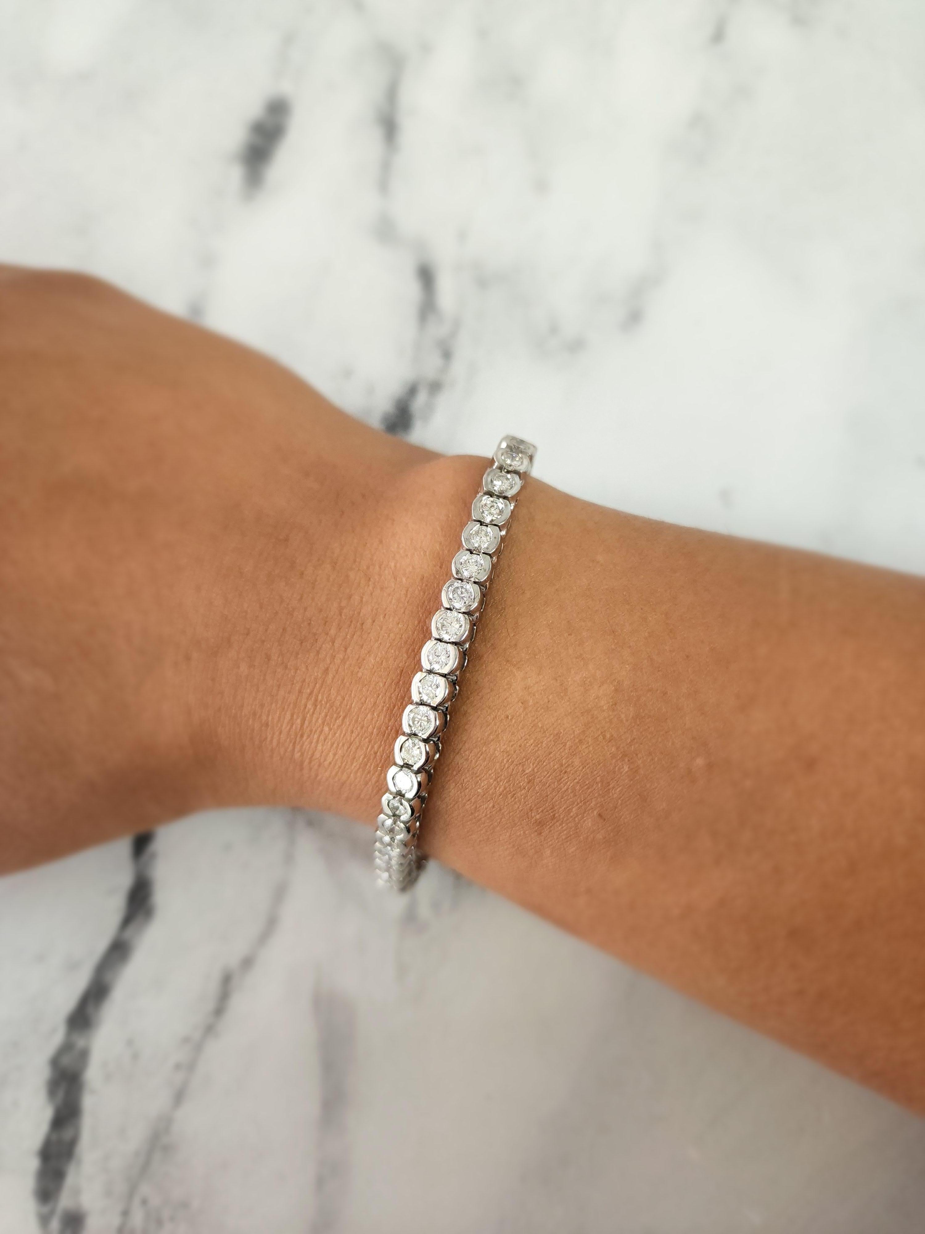 ♥ Tennis Bracelet Description ♥

Main Stone: Diamond 
Approx. Diamond Total Carat: 6.30cttw
Diamond Cut: Round
Metal Type: 14K White Gold
Metal Weight: 20 grams
Width: 5mm 
Bracelet Length: 7 Inches