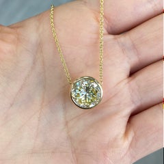 6 Carat Round Bezel Set Yellow Diamond Pendant