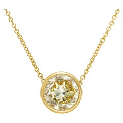 6 Carat Round Bezel Set Yellow Diamond Pendant