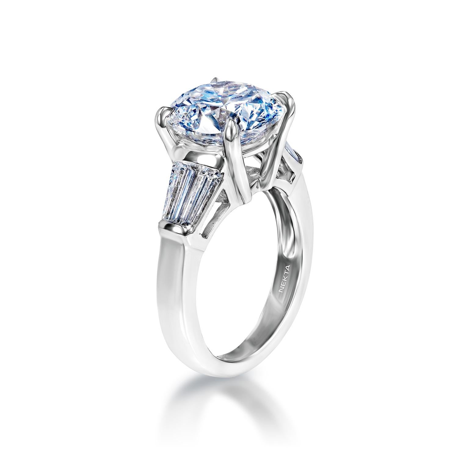 Round Cut 6 Carat Round Brilliant Diamond Engagement Ring Certified E VS1 For Sale