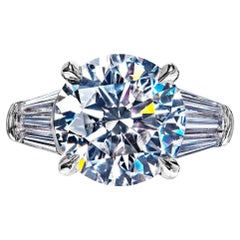 6 Carat Round Brilliant Diamond Engagement Ring Certified E VS1