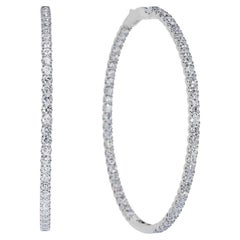 6 Carat Round Brilliant Diamond Hoop Earrings Certified