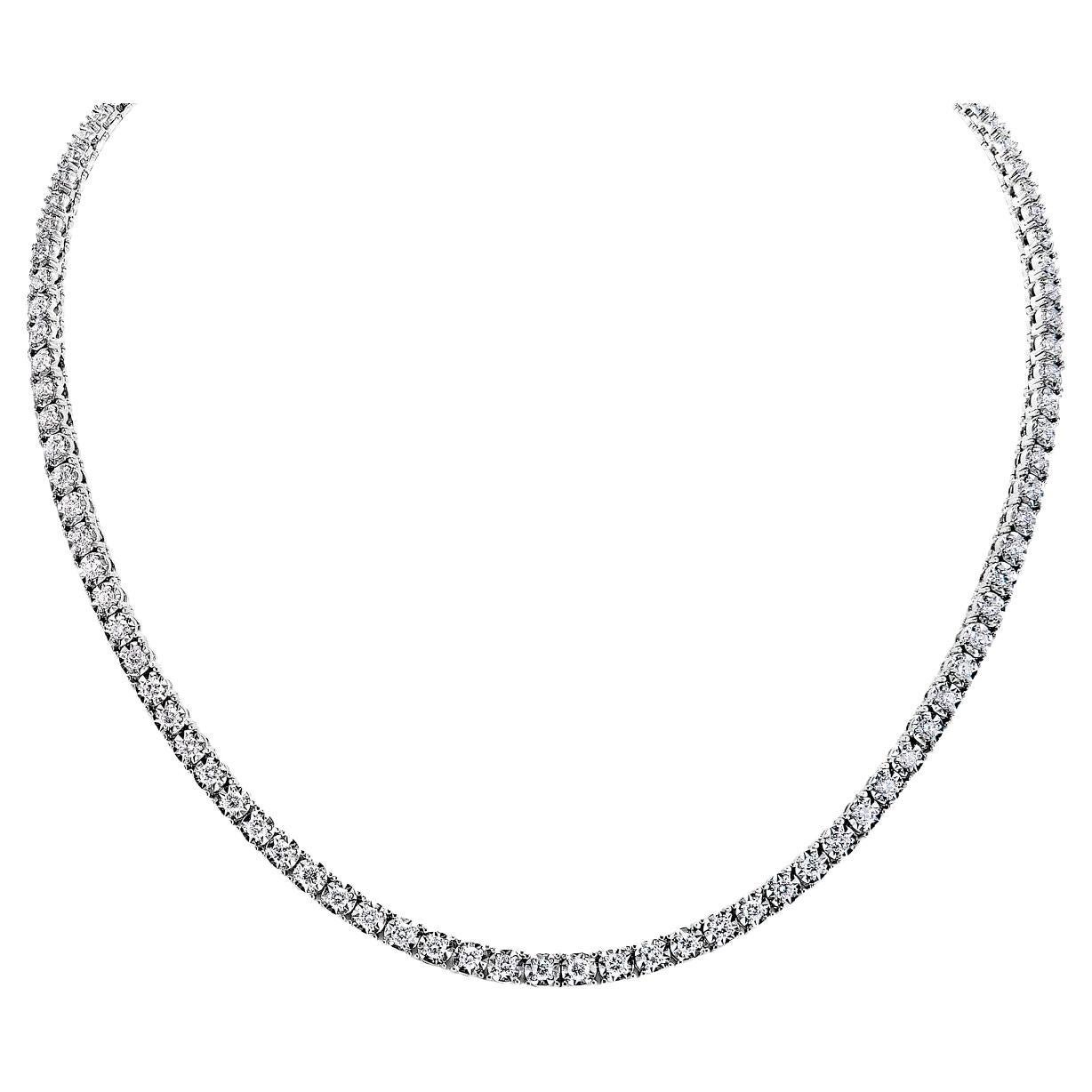 6 Carat Round Brilliant Diamond Tennis Necklace Certified For Sale