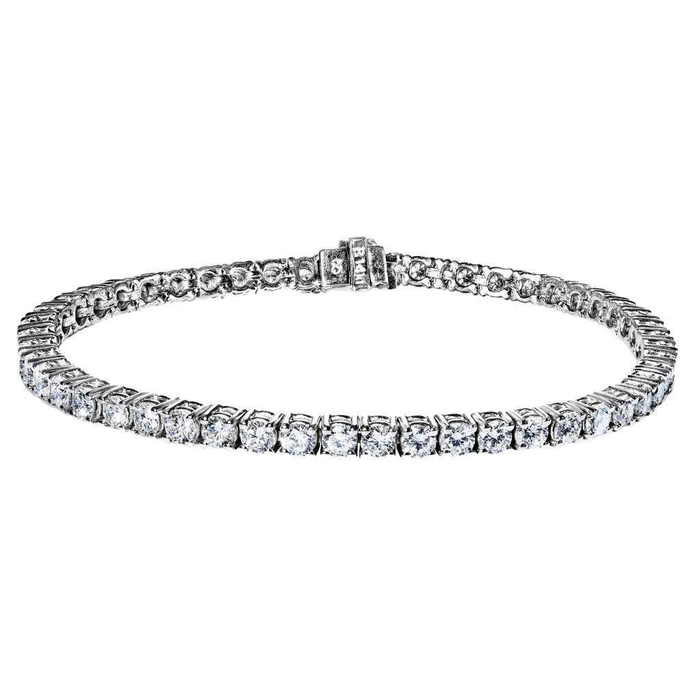 Bracelet tennis à rangée unique de diamants ronds et brillants de 6 carats certifiés