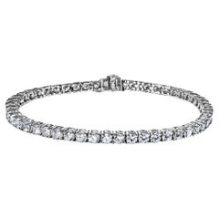 Bracelet tennis à rangée unique de diamants ronds et brillants de 6 carats certifiés