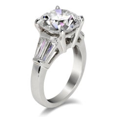 6 Carat Round Brilliant Statement Brilliant White VS 14K White Gold Diamond Ring