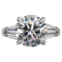 6 Carat Round Brilliant Statement Brilliant White VS 14K White Gold Diamond Ring