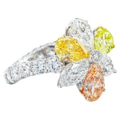6 Carat Round Brilliant Statement Fancy Yellow 14K White Gold