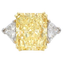 6 Carat Round Brilliant Statement Fancy Yellow 14K White Gold