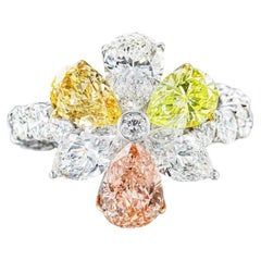 6 Carat Round Brilliant Statement Fancy Yellow 14K White Gold