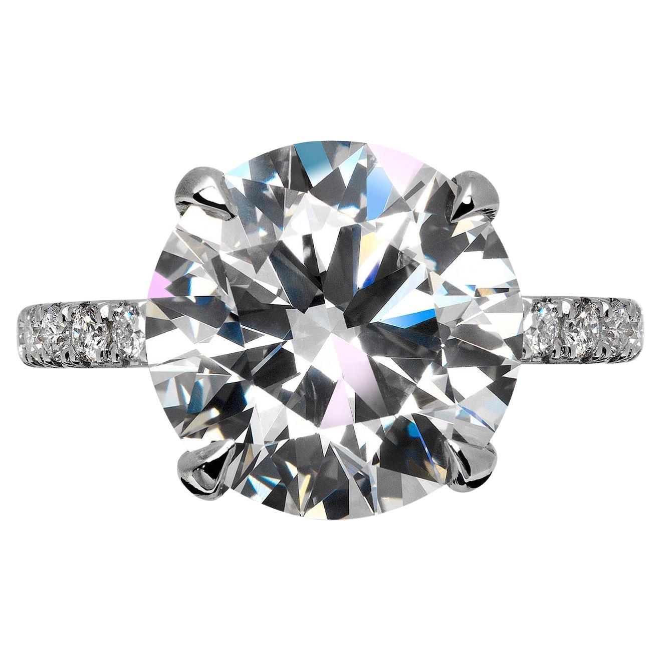 6 Carat Round Curt Diamond Engagement Ring GIA Certified I VVS2