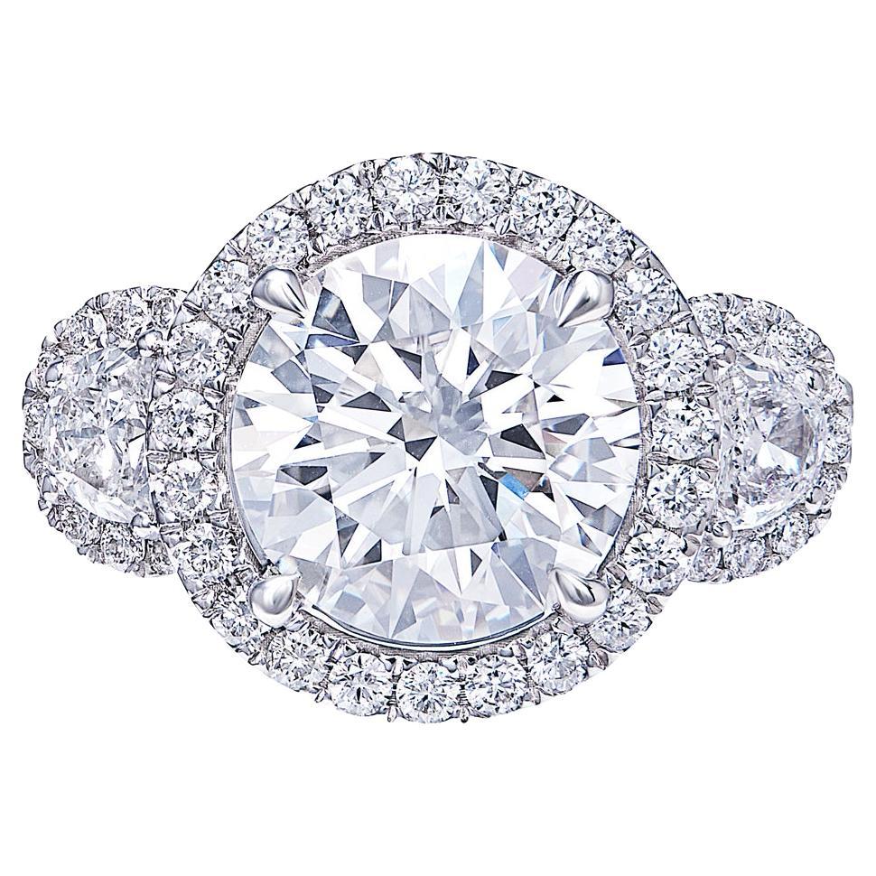 6 Carat Round Cut Diamond Engagement Ring GIA Certified D VVS1 For Sale