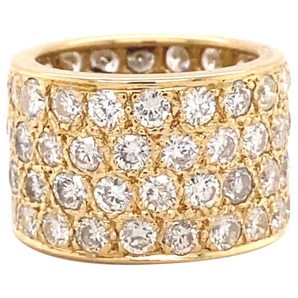 6 Carat Round Diamond Four-Row Eternity Band Ring in 14 Karat Yellow Gold