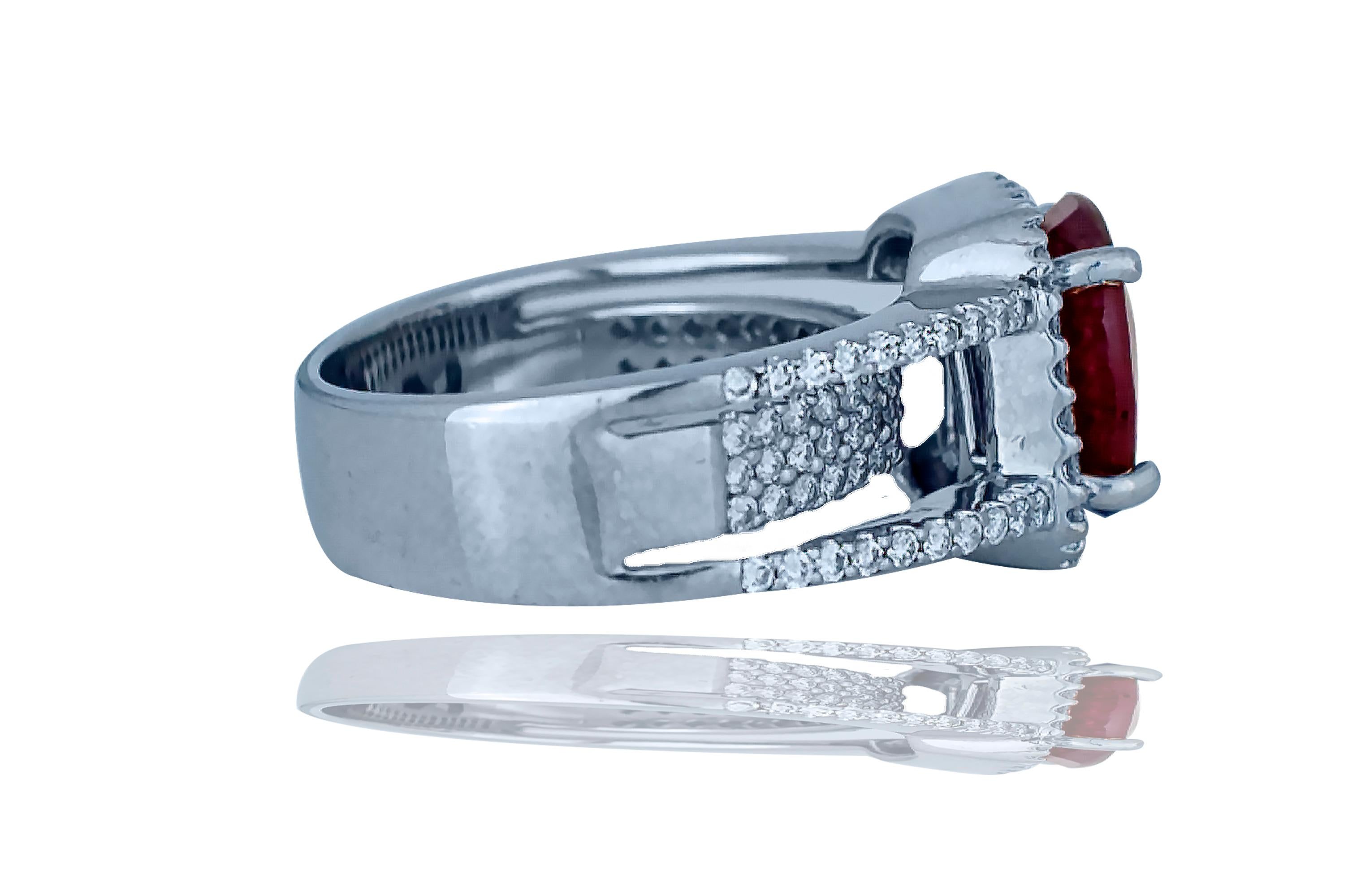 Modern 6 Carat Ruby and Diamond Ring
