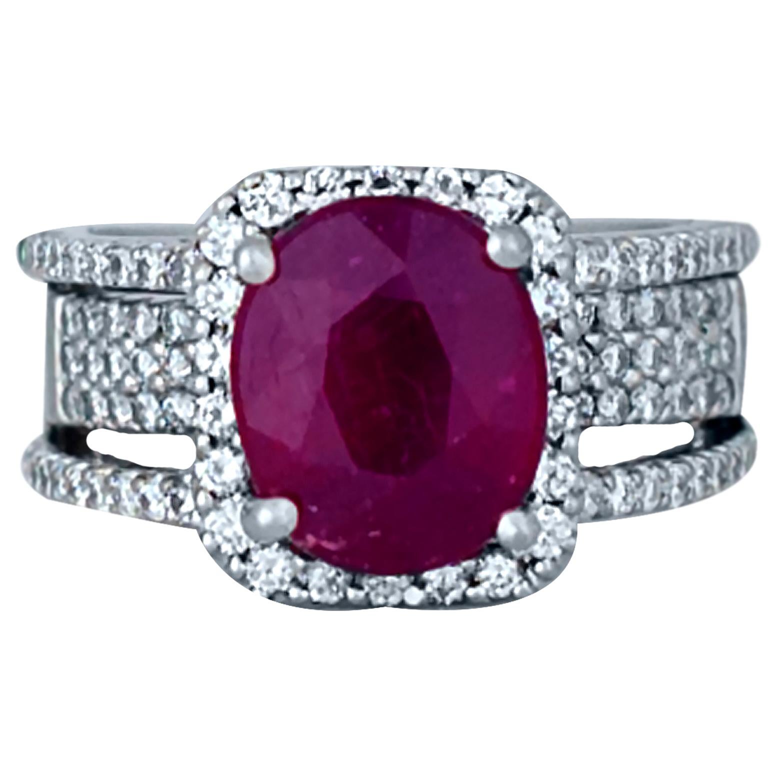 6 Carat Ruby and Diamond Ring