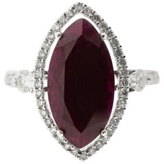 6 Carat Ruby Marquise Diamond Cocktail Ring