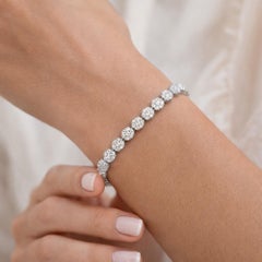 6 Carat SI/H Real Diamond Flower Cluster Tennis Bracelet 14k White Gold