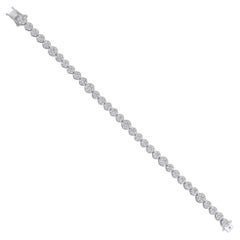 6 Carat SI/H Real Diamond Flower Cluster Tennis Bracelet 14k White Gold