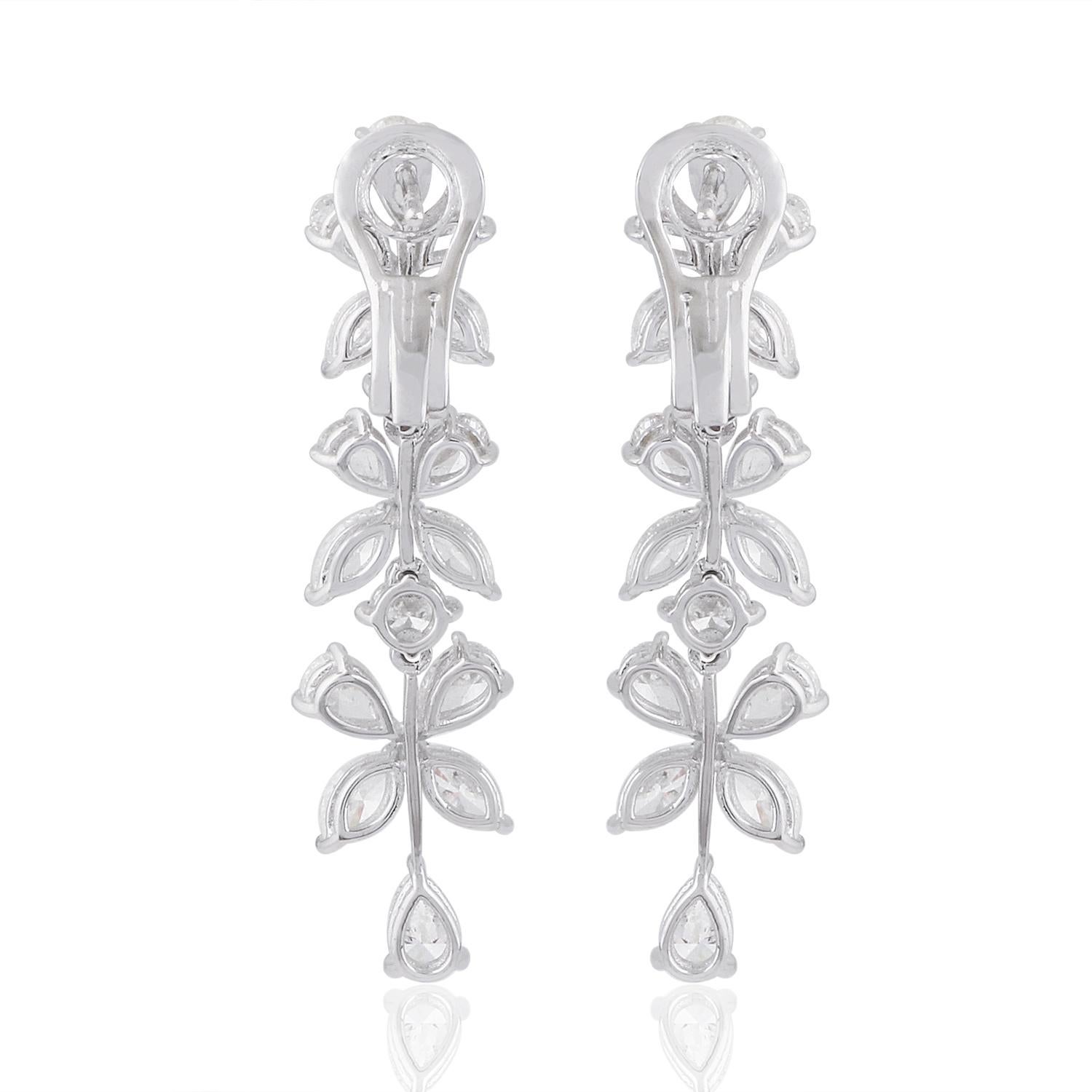 Modern 6 Carat SI/HI Pear Marquise Diamond Dangle Earrings 18 Karat White Gold Jewelry For Sale