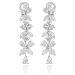 Boucles d'oreilles pendantes en or blanc 18 carats avec diamants SI/HI de 6 carats en forme de poire et de marquise.