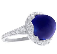Antique Unheated 6 Carat Sugar Loaf Cabochon Sapphire Ring