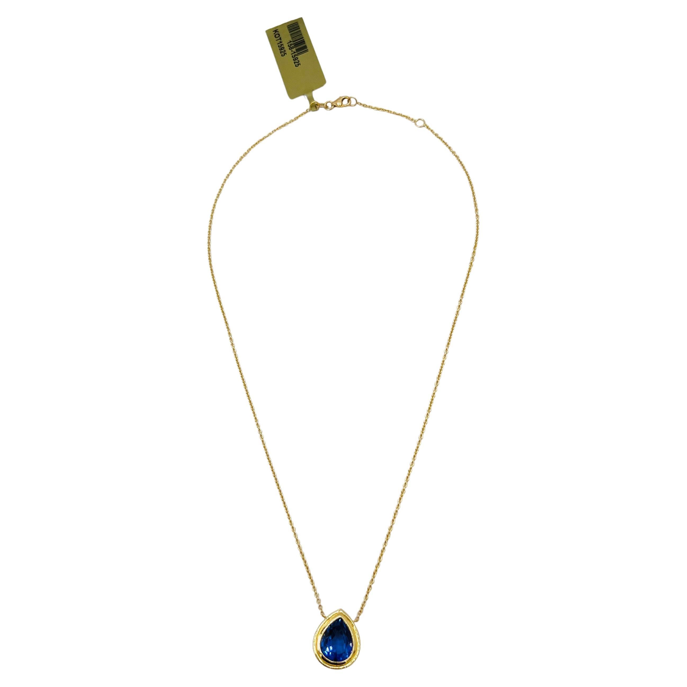 Collar Colgante Bisel en Forma de Pera de Tanzanita de 6 Quilates en Oro Amarillo de 18K en venta