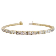 6 Carat Tennis Bracelet Round Brilliant Natural Diamond 14 Karat Yellow Gold