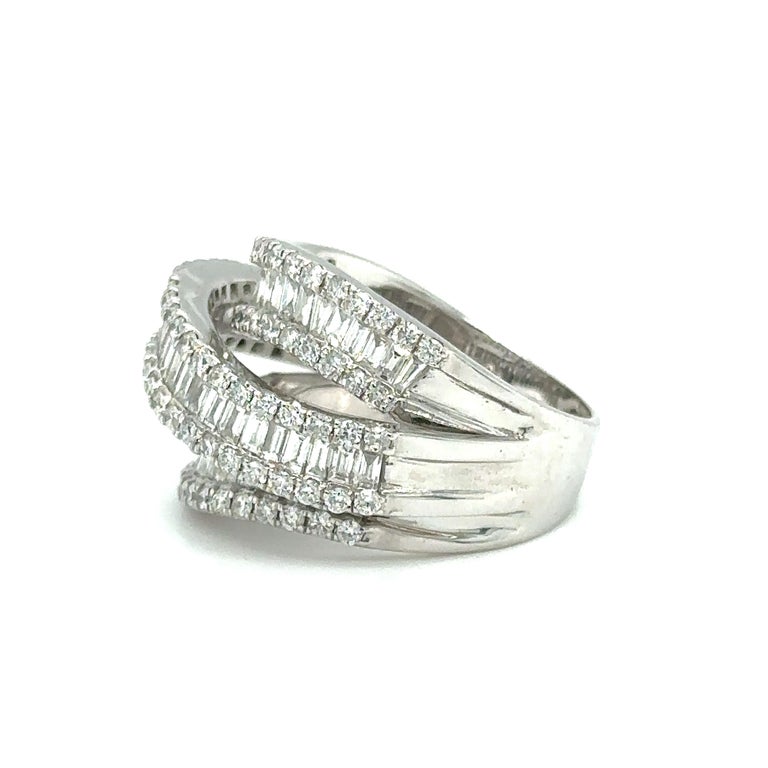 6 Carat Total Diamond Overlapping Multi Row Cocktail Ring in 18 Karat ...
