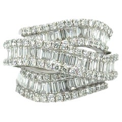 6 Carat Total Diamond Overlapping Multi Row Cocktail Ring in 18 Karat Gold