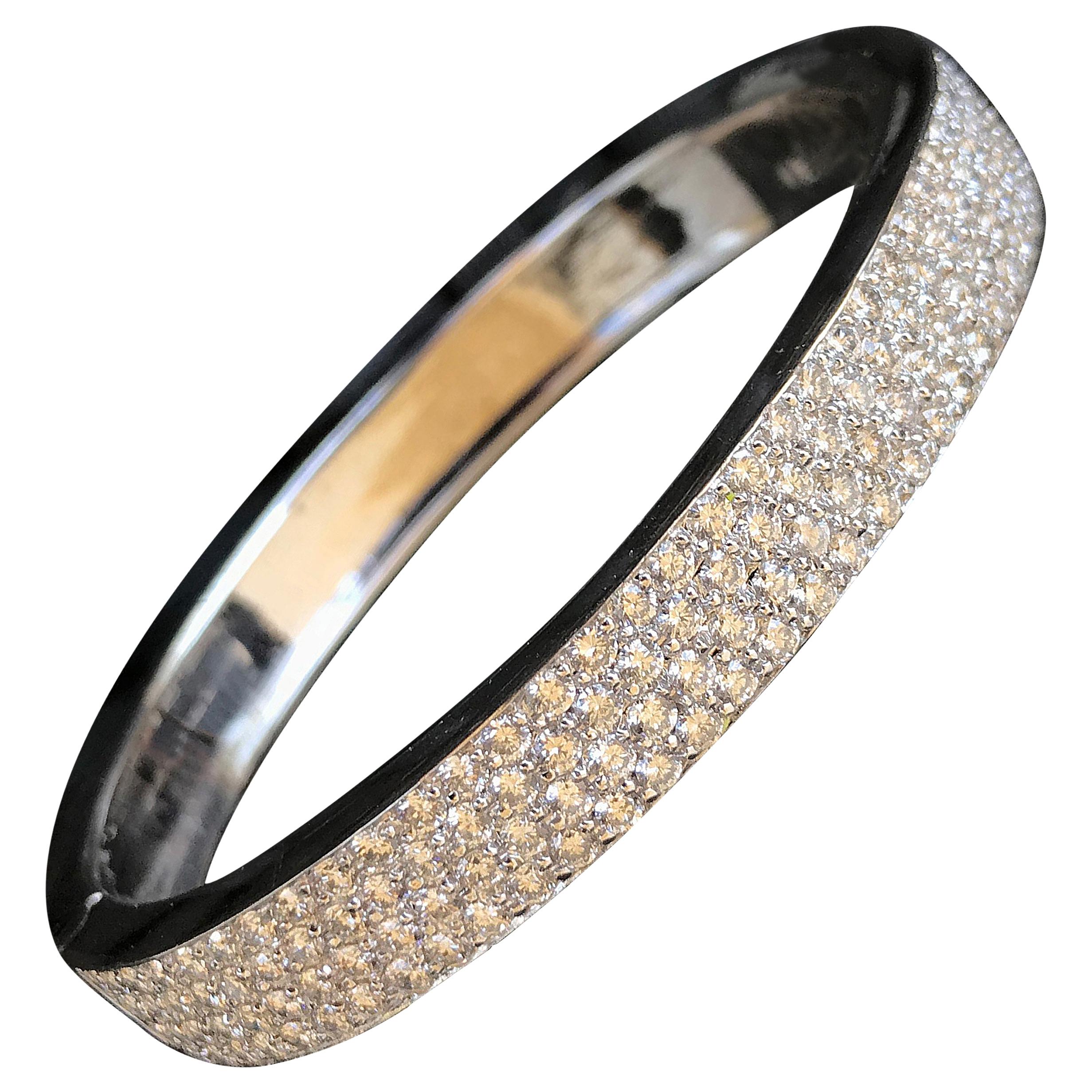 6 Carat Total Weight 18 Karat Diamond Bangle Bracelet For Sale