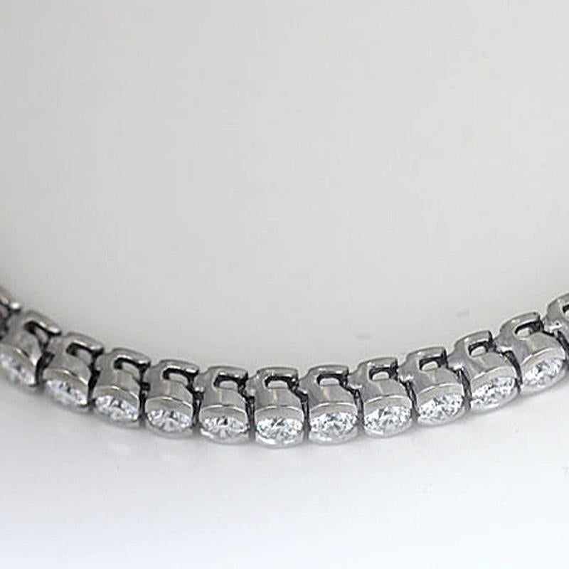 Women's or Men's 6 Carat Total Weight Platinum Diamond Tennis Bracelet Bezel Set For Sale