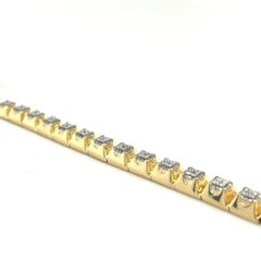 6 Carat TW Diamond 14K Solid Gold Men's Two Tone Square Shaped Link Bracelet