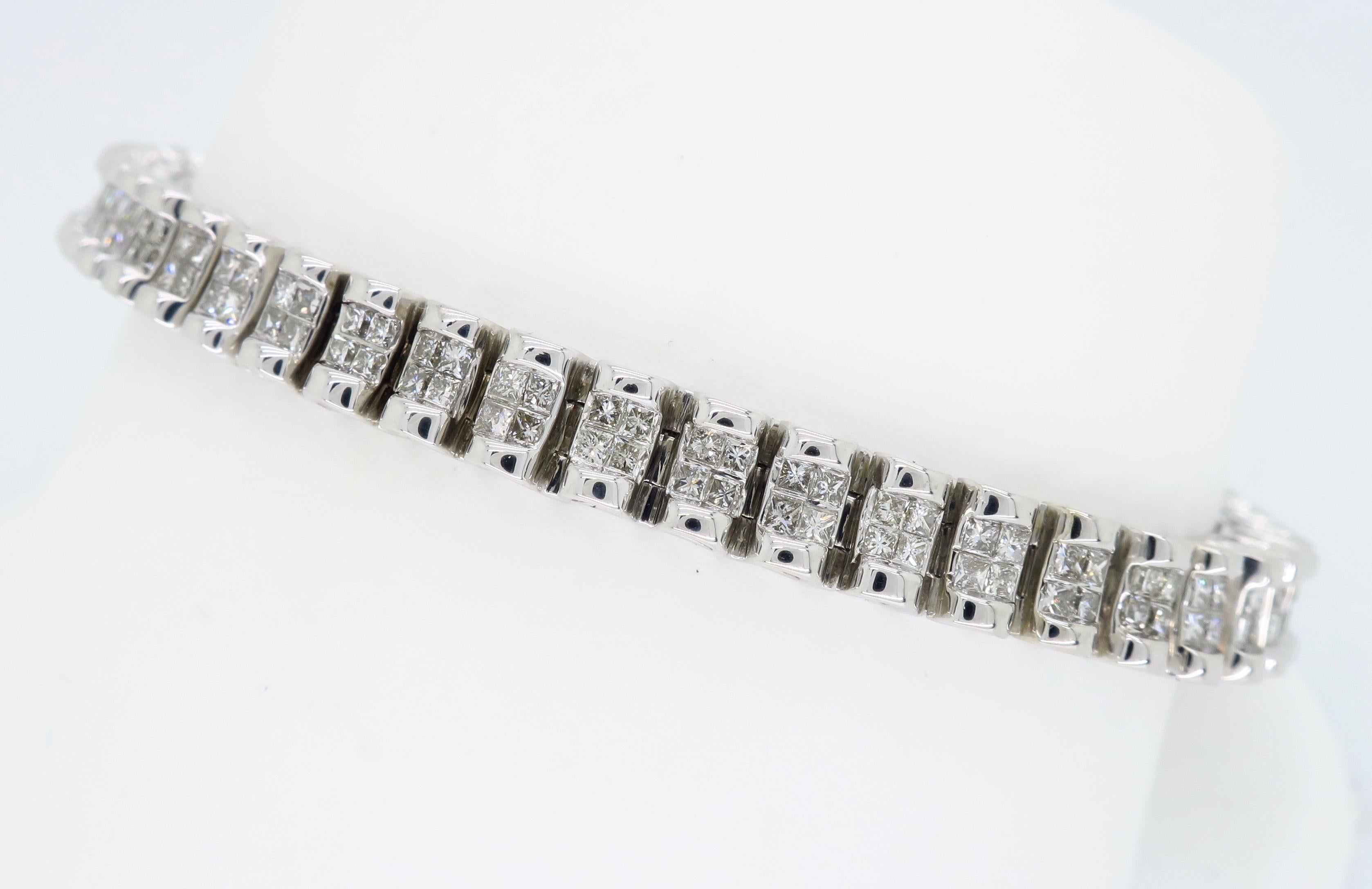 6 Carat Two-Row Princess Cut Diamond Bracelet 1