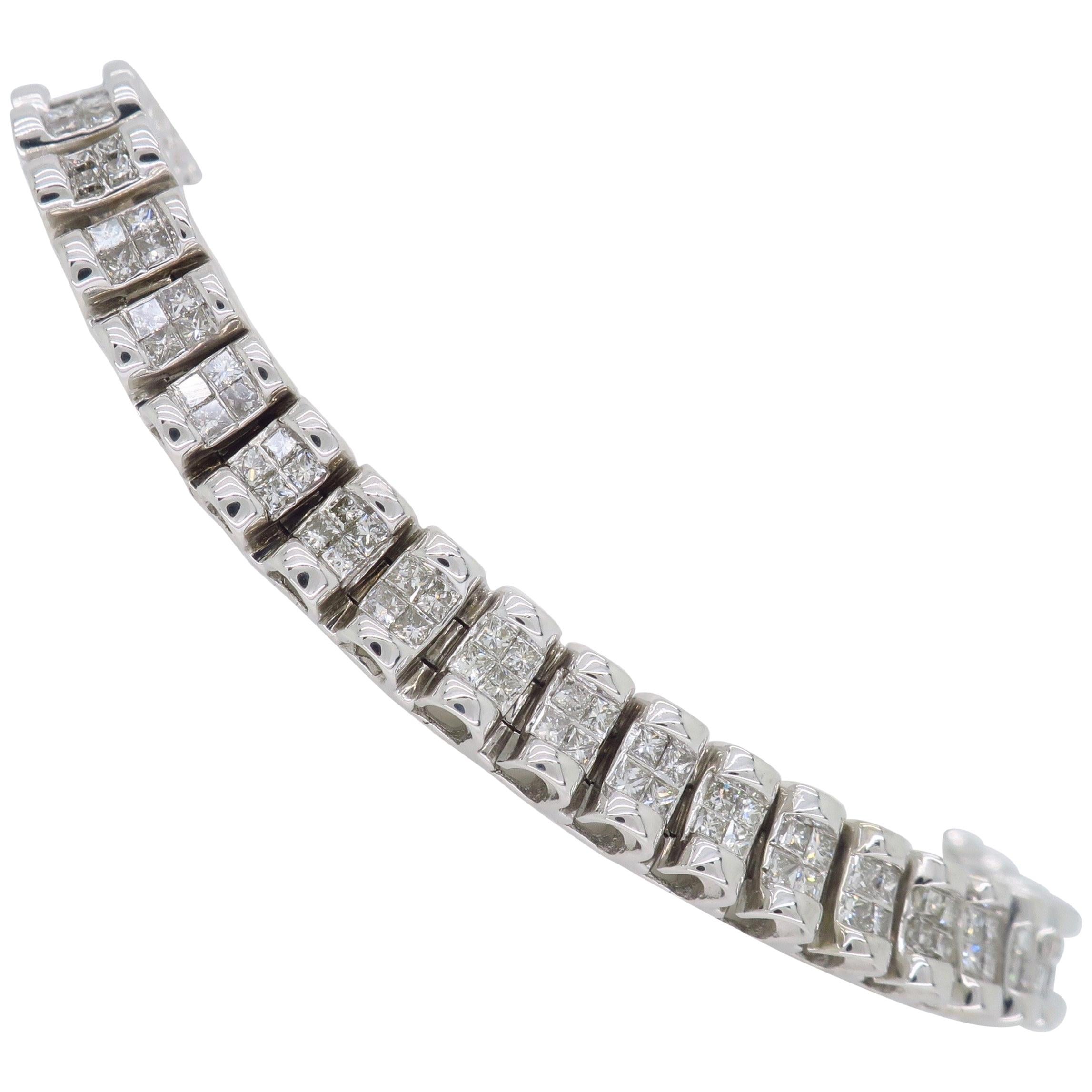 6 Carat Two-Row Princess Cut Diamond Bracelet