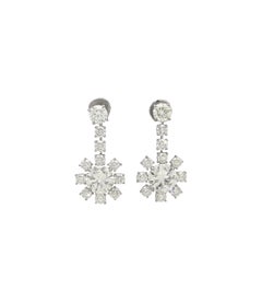 6 Carat White Diamond Earrings Round-Brilliant Cut J-K Color VS Diamond Earrings