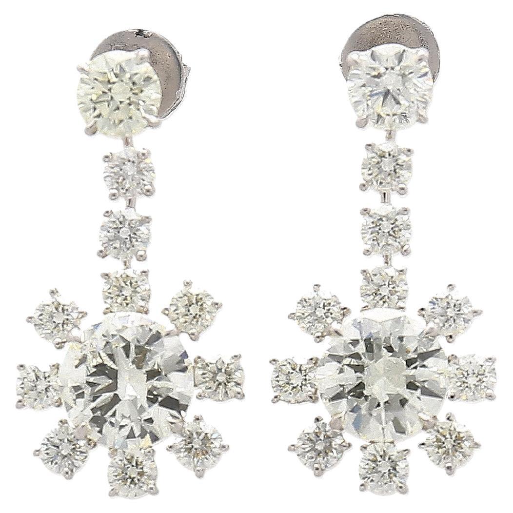 6 Carat White Diamond Earrings Round-Brilliant Cut J-K Color VS Diamond Earrings For Sale
