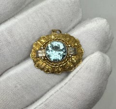 6 Carat Zircon Pendant 14K Gold Victorian Necklace Downton Abbey Bridgerton