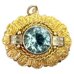 6 Carat Zircon Pendant 14K Gold Victorian Necklace Downton Abbey Bridgerton