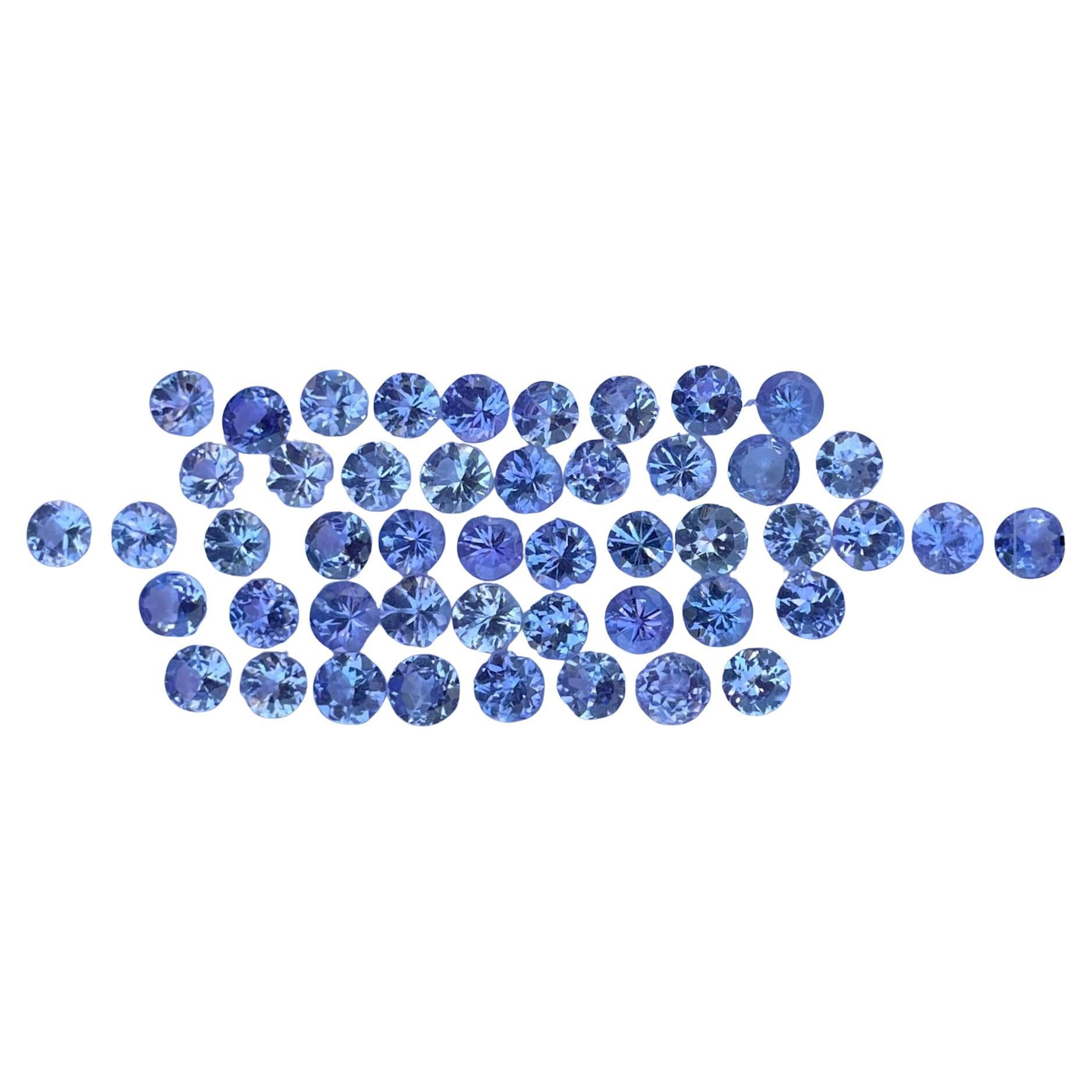 6 carats Blue Tanzanite Lot 48 Piece 3mm Round Cut Tanzanian Gemstones For Sale